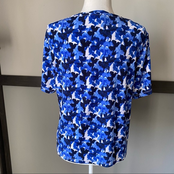 ALLISON DALEY short sleeve stretch woman blouse size medium petite butterfly pri - Picture 3 of 10